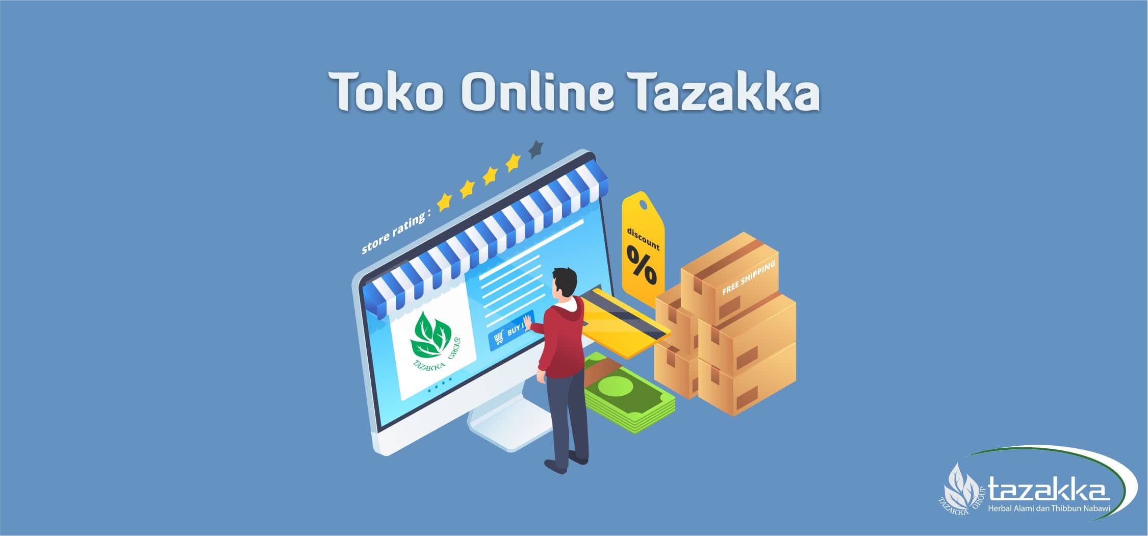 contoh foto gambar banner website tazakka banner informasi seputar toko online olshop ecommerce herbal tazakka dan cara memesan produk secara online dengan smartphone internet.