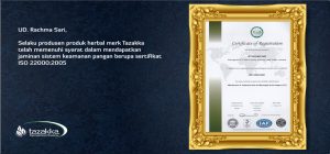 ISO 22000 herbal tazakka sertifikat keamanan pangan
