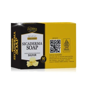 Sicaderma Soap Tazakka Sabun Sulfur untuk Kulit Eksim Skabies Berminyak & Bersih, Plus Charcoal & Olive Oil 90 gr