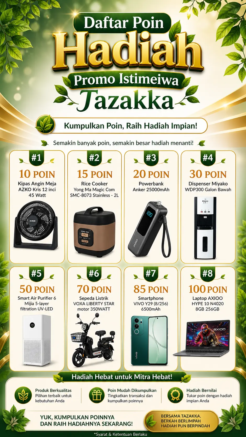 Daftar Hadiah Promo ISTIMEIWA Tazakka Point Berhadiah 2026
