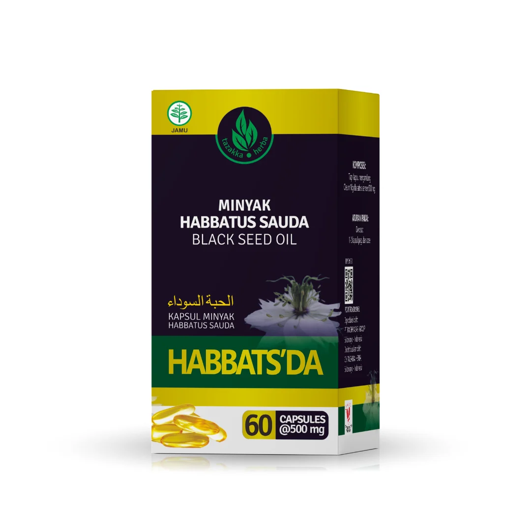 Habbats'da Tazakka 60 Kapsul Minyak Habbatussauda untuk Pegal Linu & Nyeri Sendi, Black Seed Oil 1